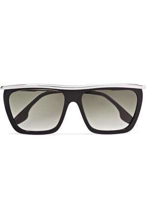 D-frame acetate and silver-tone sunglasses